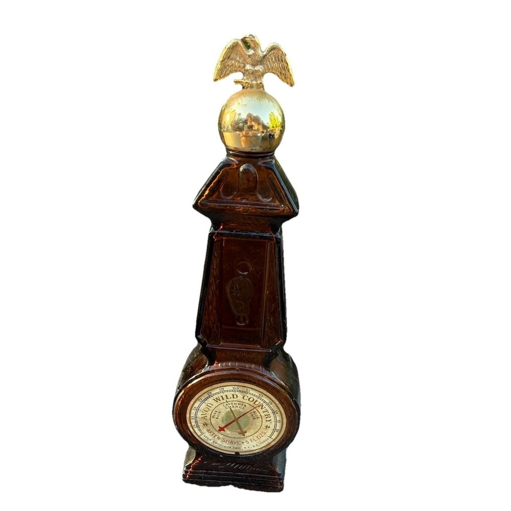 Vintage Avon Wild Country After Shave Thermometer w/ Eagle Top Amber Empty
